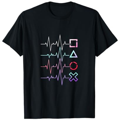 Gamer-Herzschlag mit Controller-Symbolen T-Shirt