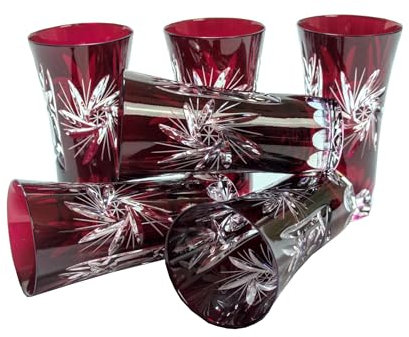 Uzo Kristallgläser – 75 ml – Handgefertigte Likörgläser mit Gravur – Elegante Gläser für Digestif, Aperitif & exklusive Tischdekoration – Edles Geschenk für Genießer - Rubin