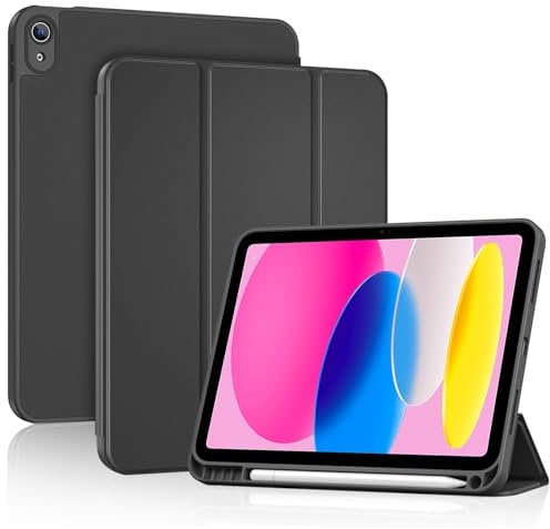 ProCase Funda para iPad (A16) 11th 2025 11/10th 2022 10.9, Case Slim Soporte Lápiz Protección Completa Antigolpes Carcasa Suave TPU+PU para iPad 11.ª/10.ª Generación 11/10.9 Pulgadas -Negro