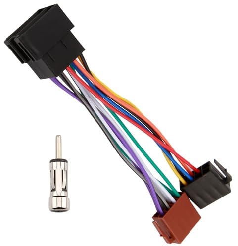 Car Radio ISO Wire Connector 16 Pin Wiring Harness Adapter with ISO to DIN Plug Pin Adaptor for Vehicle Car Audio Radio Head Unit Stereo Receiver Wire Radio Connector Adaptor for VW Jetta Passat BMW