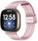 FiiMoo Métal Bracelet pour Fitbit Versa 4/Versa 3/Sense 2/Sense, Remplacement Bracelet, Réglable Bracelets, Métal Acier Maille Bracelets de Rechange de à Libération Rapide pour Homme Femme-Rose