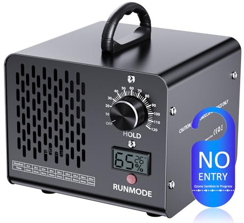 Generatore di ozono Professionale 60000 mg/h, dispositivo di ozono con indicatore di temperatura e umidità, purificatore d'aria con timer da 120 minuti,300 ㎡, per Casa Ambienti, Auto, Uffici, Hotel