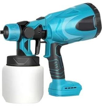 TIEOAXFT Cordless Electric Spray Gun 800ML Home Paint Sprayer Flow Control Airbrush Easy Spraying Clean For 18V Battery for Cars & House DIY Painting(No battery)