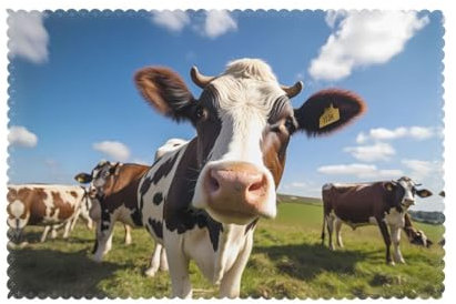 WHJWZY Manteles individuales con estampado de vaca lechera para mesa de comedor, juego de 6 piezas de 12 x 18 pulgadas, para decoración de cocina, comedor, lavable, fácil de limpiar