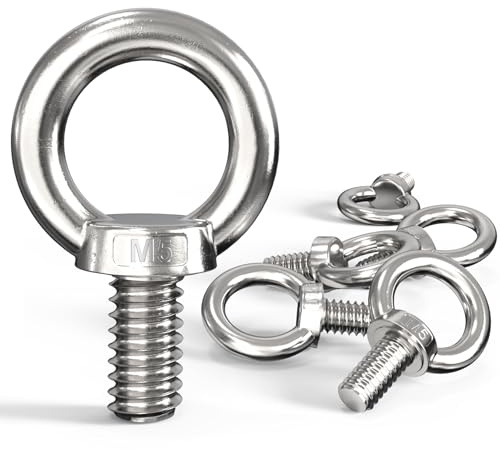 Forbabe 6 viti ad anello M5, viti ad occhiello in acciaio inox 304, bulloni ad anello rotondi con filettatura per fissare e appendere