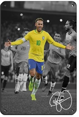 XXIONPPF Neymar Retro-Poster, Metall-Blechschild, schicke Kunst, Retro, Eisenmalerei, Bar, Leute, Höhle, Café, Familie, Garage, Poster, Wanddekoration, 20 x 30 cm