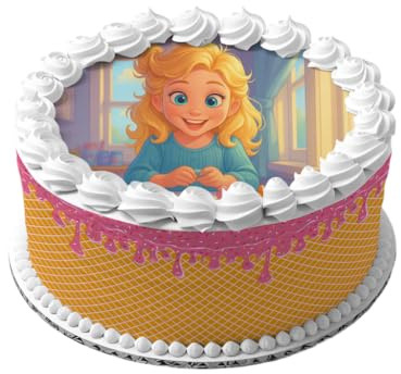 Frozengirl Geburtstag – Essbares Zuckerbild mit Elsa-Stil und Wunschtext, Rechteckig Tortenaufleger - 400.0 G