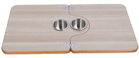 Fockety RV Tischplatte Ersatz, 29,53 x 15,35in 0,79in Dicke Massivholz rechteckige Pontoon Boot Tisch mit 2 Edelstahl-Becherhalter für RV, Yacht, Marine