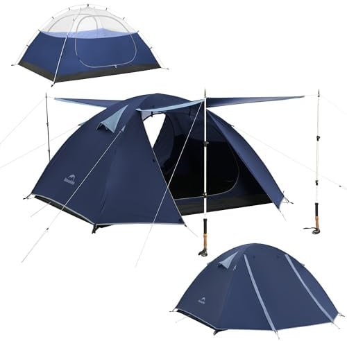 Naturehike Bleik Ultraleichtes Kuppelzelt 2-3 Personen zelte mit 2 Zeltvorräume für Camping, Trekking & Fahrradtouren