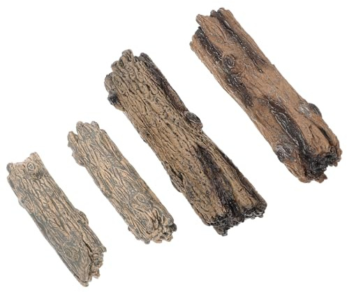 Abaodam Lot de 4 Mini Troncs d'arbre Simulés en Résine Décor Miniature de Paysage Mini Écorce d'arbre Ornement de Souche d'arbre Artificiel pour Micro-Paysage Table à Sable et Jardin