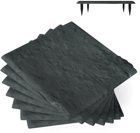 COSTWAY Lot de 8 Dalles de Jardin avec Piquets de Sol 39,5x39,5cm (Gris) | Dalles Extérieures de Terrasse Tout Temps, Revêtement de Sol Plastique Imperméable pour Pelouse et Cour, Charge 300kg
