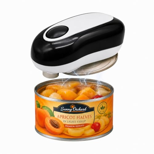 Electric Can Opener with Auto Off Cut for Arthritic Hands, One Touch Button Automatic Tin Opener with Smooth Edge, Cordless Battery Operated Can Jar Openers for Seniors Kitchen