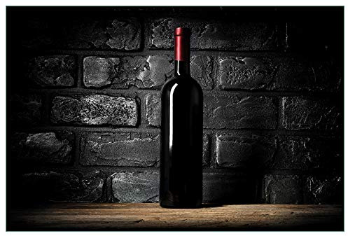 Wallario Küchenrückwand selbstklebend 90 x 60 cm, Motiv: Rotwein-Flasche am Abend | Spritzschutz abwischbar & pflegeleicht
