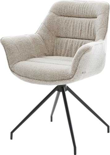 DELIFE Polsterstuhl Kaira-Flex Kreuzgestell konisch Schwarz Webstoff Soft Beige