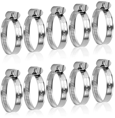 10 abrazaderas de manguera de 25 – 40 mm, acero inoxidable 304, ajustables, juego de abrazaderas de manguera, abrazadera de tubo, abrazadera de perno articulado, abrazadera de suspuffschelle para