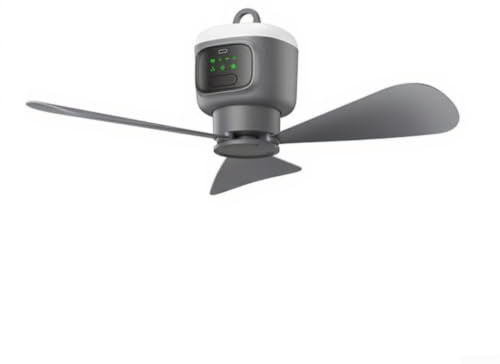 Ventilador de Techo portátil inalámbrico con Control Remoto, batería de Larga duración de 12000 mAh, 4 velocidades y Temporizador, Ventilador silencioso para Camping, Dormitorio, Uso