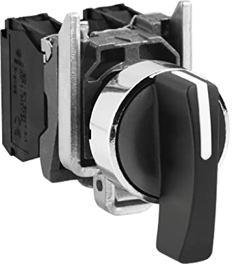 Schneider Electric Harmony XB4 - Selector Switch, Metal, 3 Positions, Spring Return to Center, Long handle, 2NO, 22 mm Mount, XB4BJ53, Black