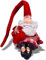 TEMPELWELT Deko Figur Weihnachtsmann Kantenhocker sitzend 12 cm, Polystein rot grau, Textil, Dekofigur Nikolaus Winter Weihnachten Weihnachtsdeko