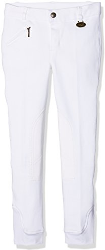 HKM 9064 Reithose Penny Easy, Mädchen Hose, Kniebesatz, Weiß / Weiß, 158