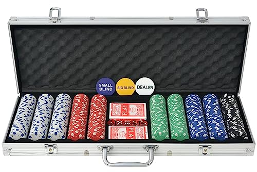 vidaXL Pokerkoffer 500 Pokerchips Aluminium Koffer Chips Poker Set Pokerset