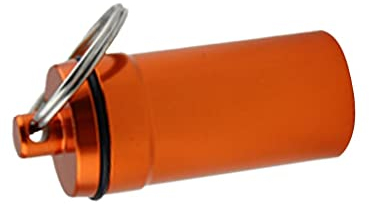 Gazechimp Wasserdicht und Luftdicht Mini Pillendose Pillenbox Pillen Box, Schlüsselanhänger im Freien Outdoor Kleinteilen Aufbewahrungsbox Tablettendose Kapsel Pillen Dose aus Aluminium - Orange