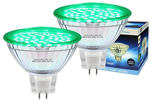 2 x 12v LED MR16 Green 3w Low Voltage Spot light Bulb GU5.3