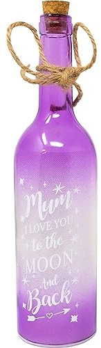 Mum I Love You Illuminated Wine Bottle - Led Star Light Message | 29cm | Xmas Birthday Gift | Cork Rope Lights | Home Office Decoration | Present, Ornament | Light Up