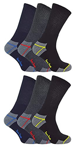 Mens Ultimate Heavy Duty Cushioned Cotton Work Socks for Steel Toe Boots Big Foot 11-14 uk (11-14 uk, 6 Pairs)