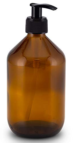 Lifestyle Lover Distributeur de savon en verre ambré, distributeur de savon, liquide vaisselle, shampoing, lotion, 500 ml