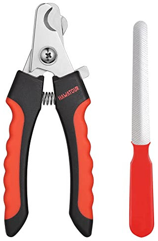HAWATOUR Dog Nail Clippers, Professional Pet Nail Clipper & Trimmers with Safety Guard to Avoid Over Cutting, Grooming Razor with Nail File for Medium and Large Dog and Cat, Red