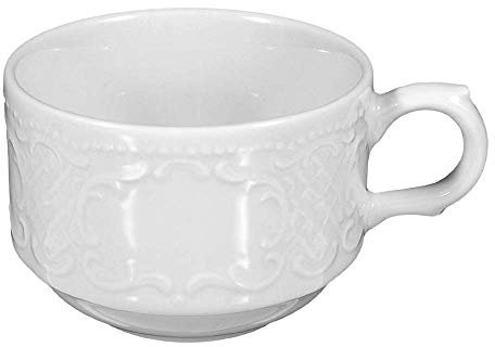 Seltmann 001.611113 Salzburg Porzellan 1 Obere zur Kaffeetasse, Rund mit Relief, Weiß, 3 Dekor, 0.18 L, 8cm Durchmesser, 5.6cm Höhe