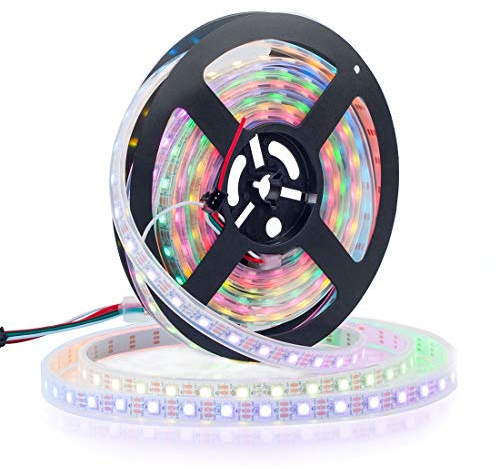 BTF-LIGHTING WS2812 ECO 5M 300 LEDs RGB Individuell adressierbar Legierungsdraht WS2812 60Pixels/m 5050 SMD Flexibler Lichtstreifen Weiß PCB DC 5V IP67 Wasserdicht für Heimdekoration