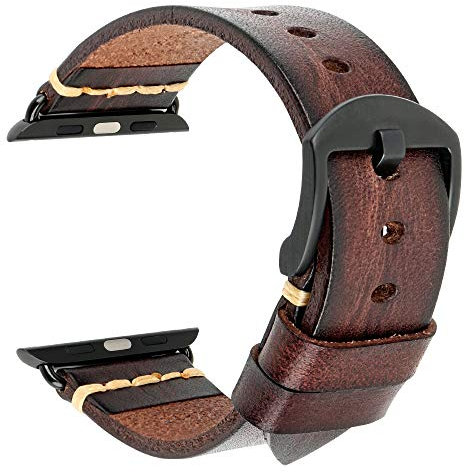 REZERO Correas de Reloj para Apple Watch, Correas para Smartwatch, Cuero Curtido Vegetal, Pulseras de Repuesto para iWatch Serie 9/10/SE/Ultra 46/45/44/42/41/40/38mm