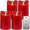 Tronje LED Echtwachskerzen 4er Set mit Timer u. Fernbedienung 15cm Kerzen mit beweglicher Flamme 1000 Std. Brenndauer (4er Set in Rot)…