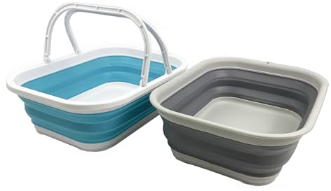 SAMMART 12L Panier pliable avec poignée et bac pliable - Panier de pique-nique portable en plein air - Sac de courses pliable