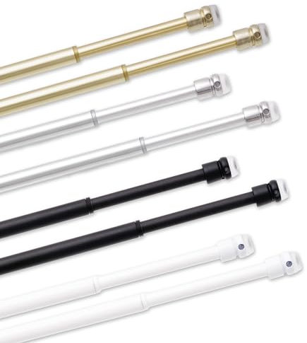 BricoShopping® Lot de 2 tringles à pression réglables avec ressort extensibles pour portes fenêtres, baguettes et clous de tringle en verre, tringles à rideaux d'intérieur sans perçage (27/36, blanc)