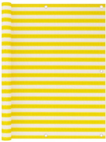 Susany Balkon Sichtschutz Bespannung Terrasse Windschutz Sonnenschutz Balkonbespannung Balkonverkleidung Balkonsichtschutz Gelb Weiß 120x600cm HDPE