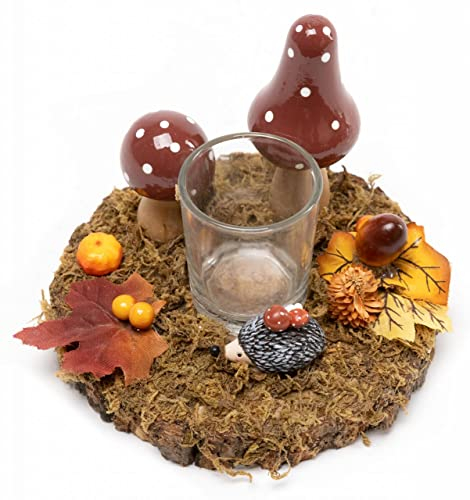 Trend Line Deko Teelichthalter Pilze 14 x 12 cm braun rot gelb Kerzenständer & Teelichthalter