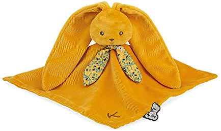 KALOO - Lapinoo - Doudou Lapin - Peluche Bébé - Couleur Ocre - Carré 30 x 30 cm - Bi-Matières Coton et Velours Côtelé Très Doux - Boîte Cadeau - Dès la Naissance, K972207