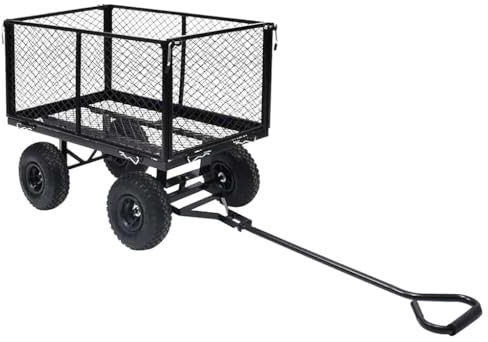 vidaXL Gartenwagen Bollerwagen Transportwagen Gerätewagen Handwagen Gartenkarre Handkarre Gitterwagen Wagen Garten Schwarz 350kg Stahl