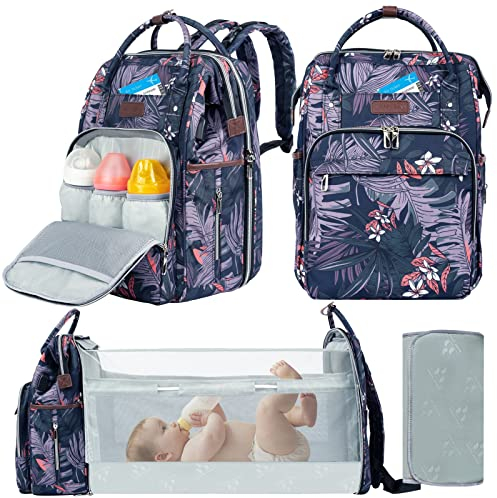 VANKEAN Wickeltasche Rucksack mit tragbarer Wickelauflage, Baby Wickeltaschen mit Kinderwagengurt & USB-Anschluss, wasserdichter Multifunktions-Reiserucksack, Baby-Taschen Mädchen Dusche Geschenk