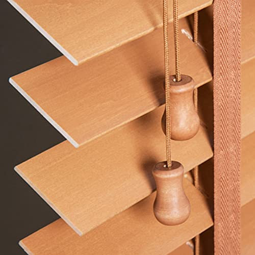 Suwooy Venetian Blinds Wooden, Blackout Blinds, Home/Office/Kitchen/Bathroom/Bedroom Horizontal Blinds, Heat Insulation, Breathable, Real Wood Venetian Blinds for Windows,W×H-60x220cm/23.5x87in
