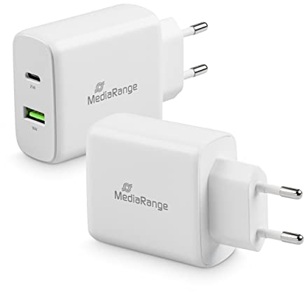 MediaRange 43W Steckdosen-Ladegerät mit USB-A u. USB-C weiÃŸ
