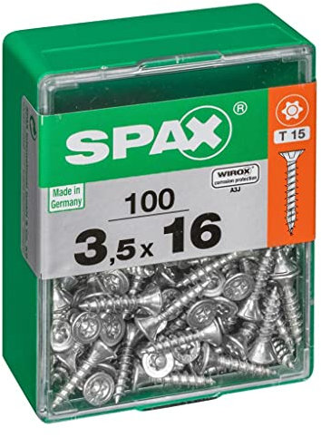 Lot de 100 vis acier tête autofraisée plate SPAX, Diam.3.5 mm x L.16 mm