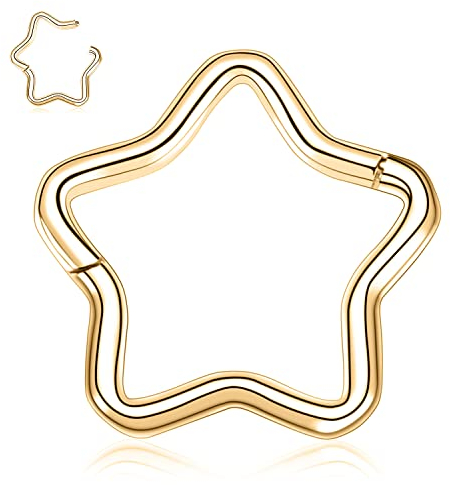 AROWRO Gold Septum Ringe Daith Conch Smiley Orbital Piercing Schmuck 16G Nasenringe 10mm Clicker Creolen Stern Knorpel Ohrringe Hoop