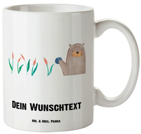 Mr. & Mrs. Panda Personalisierte XL Tasse Otter Stein - Personalisierte Geschenke, PErsonalisierter XL Becher, Pflanzen, Personalisierte Grosse