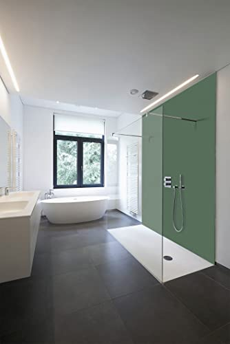 WALLando Pannello posteriore doccia di alta qualità, 250 x 100 cm, facile da montare, per doccia e bagno, parete doccia in PVC di alta qualità, tinta unita e satinata, colore: verde
