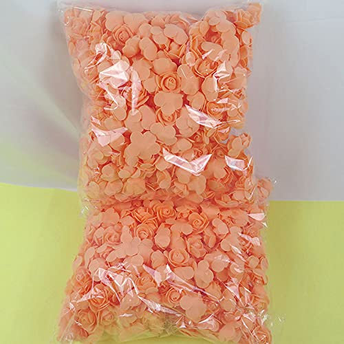 LSEAT 100/1000pcs 3.0 Mini Rose Artificielle 3.5cm Mousse Roses PE tête de Fleur Bricolage Lapin pâques Anniversaire Valentine Maison déco-Orange, 500pcs