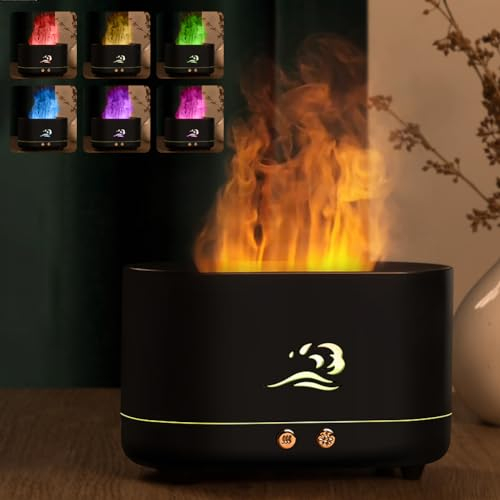 ASANMU Flame Aroma Diffuser, Aroma Diffuser mit 7 Flammen Effekt, Aroma Diffuser Ätherische Luftbefeuchter Humidifier für Kinder Männer Damen Yoga Zuhause Office Schlafzimmer Geschenke für Frau