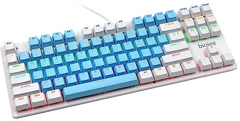 HUIOP Teclado mecánico Biojee Wired 87-Key Mechanical Gaming Keyboard Rainbow Teclado retroiluminado para Windows PC Laptop para Juegos y Oficina